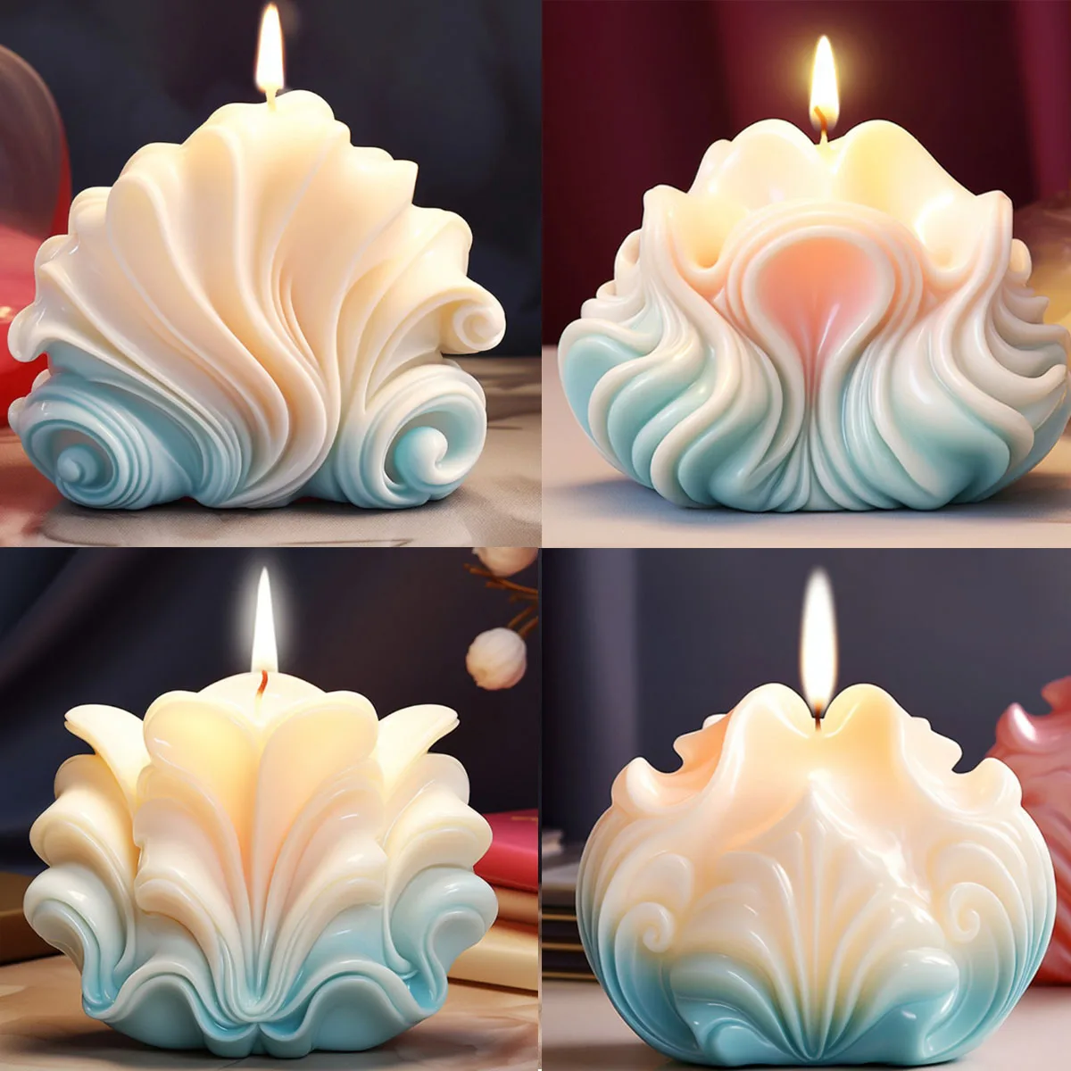 Resin Ocean Wave Mold - Büyük Okyanus Kabuğu Mum Silikon Kalıp