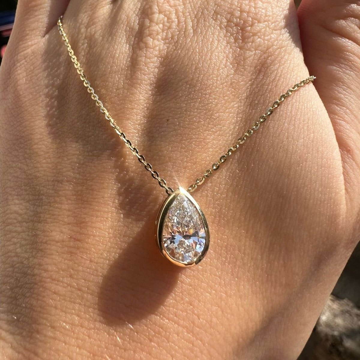 1-4 Karat Armut Kesim Bezel Se - Bezels Set Pendant incelemesi ve fiyatı